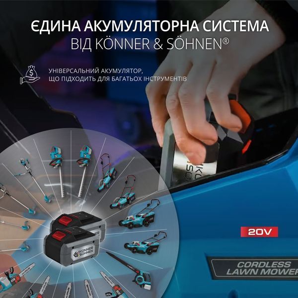 Газонокосилка аккумуляторная Konner&Sohnen KS 33LM-20V set 731012 фото