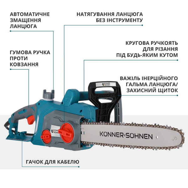 Цепная электрическая пила Konner&Sohnen KS CS1800-14 727439 фото