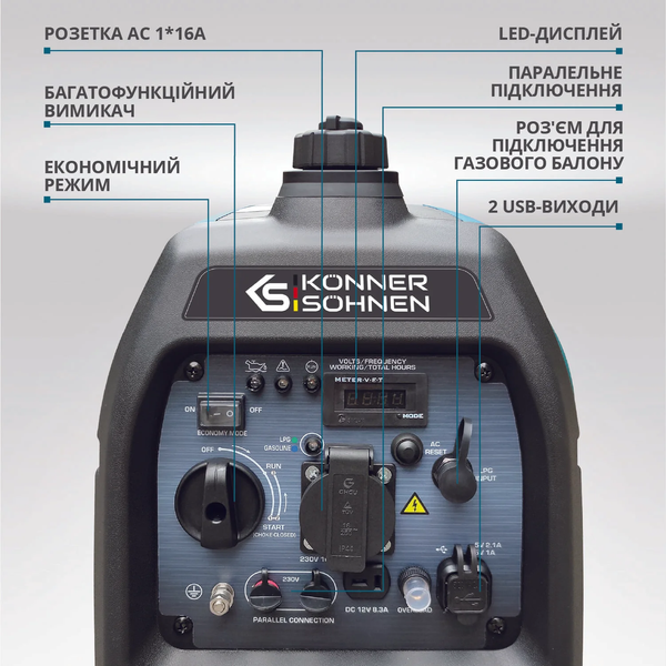 Инверторный газобензиновый генератор Konner&Sohnen KS 3100iG S 725580 фото