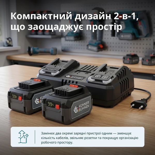 Зарядний пристрій Konner&Sohnen для акумуляторних батарей 20В KS C35A-2 727452 фото