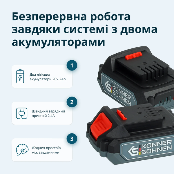 Набор аккумуляторного электроинструмента 2-в-1 Konner&Sohnen KS IDISD 20V SET 2 732155 фото